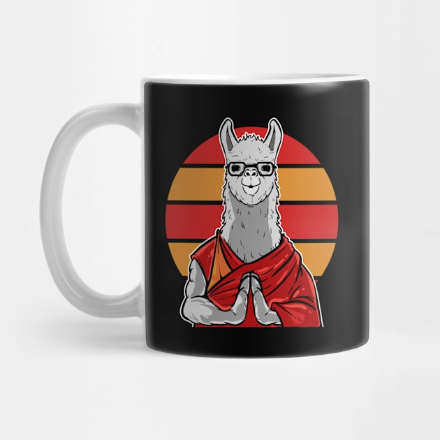 Retro Llama Vintage Alpaca Tibet Buddhist Namaste by amango